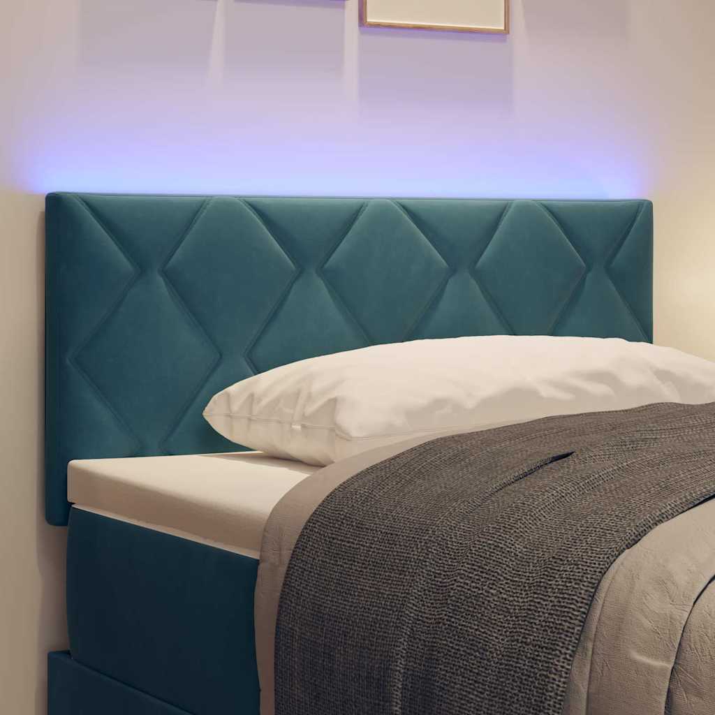 LED Headboard with LED Strip Lights Dark blue 100 cm Velvet