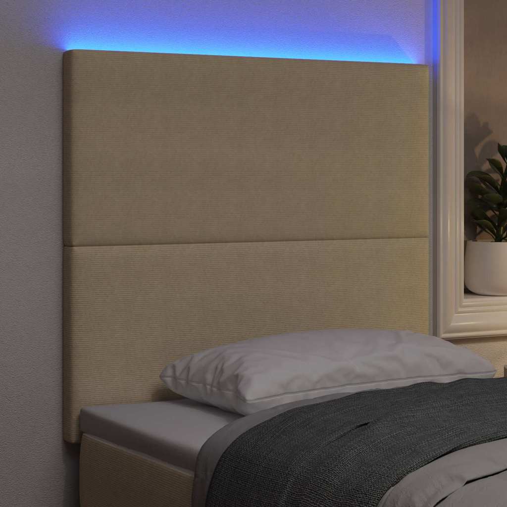 LED Headboard with LED Strip Lights Grey green 100 cm Fabric