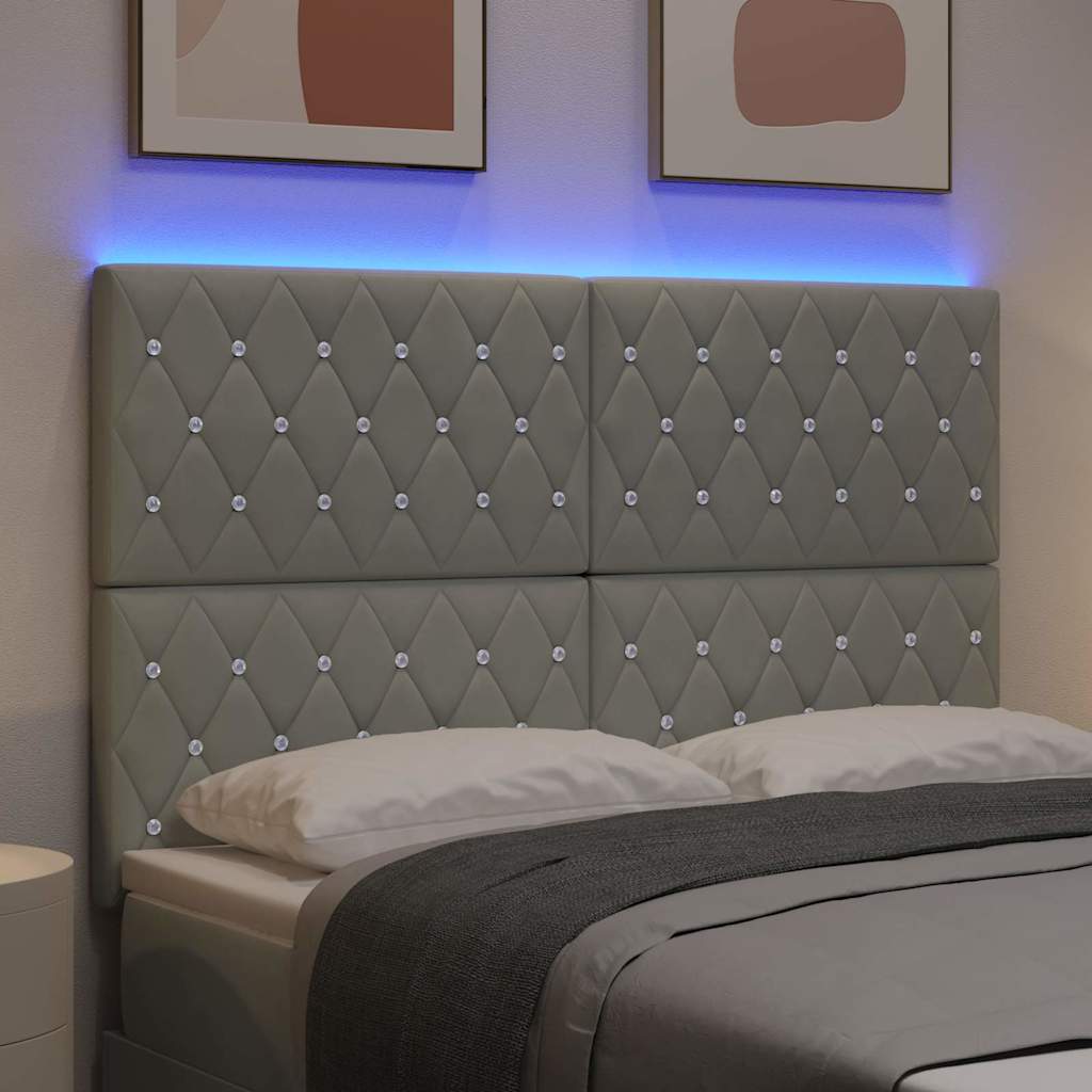 LED Headboard with LED Strip Lights Light grey 80 cm Velvet