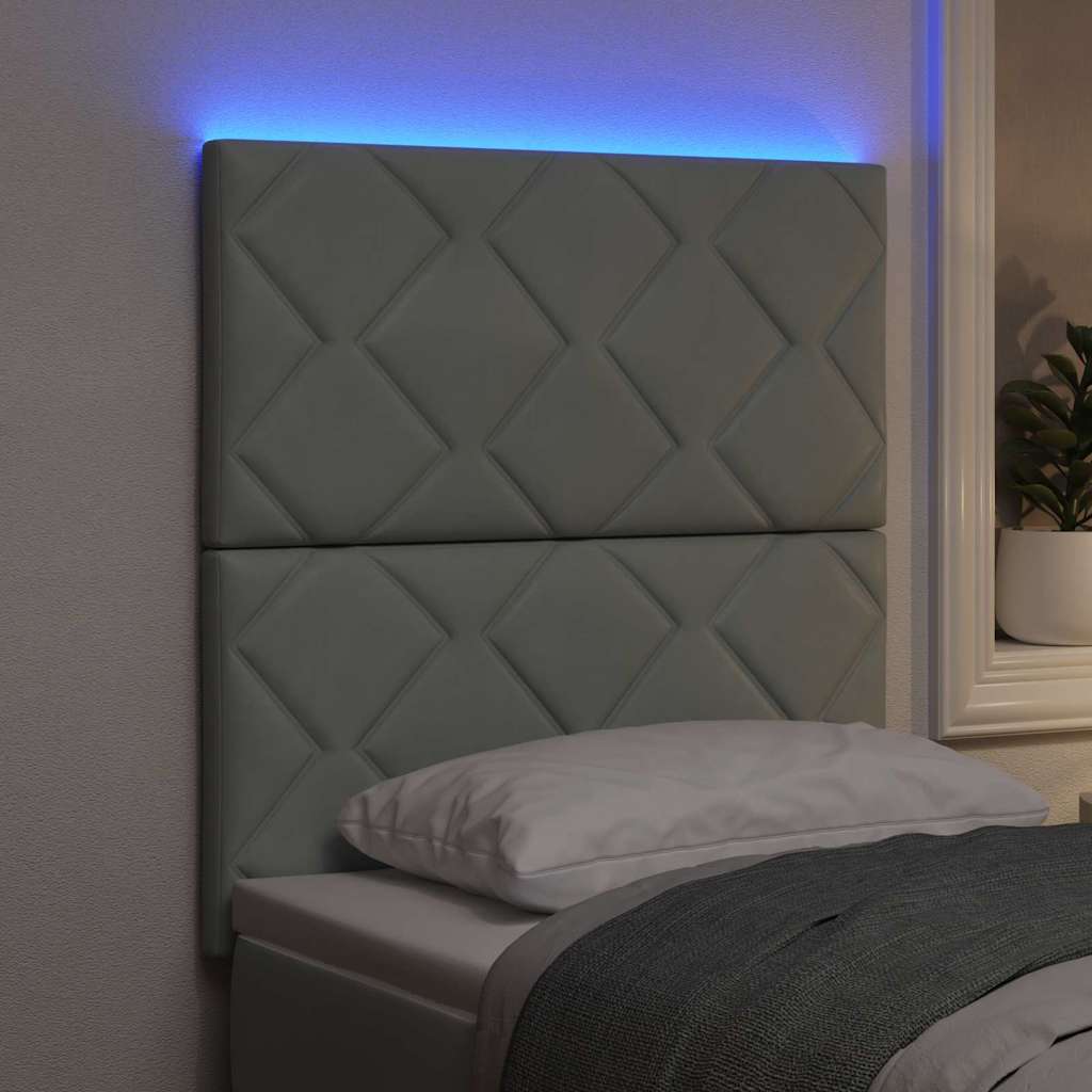 LED Headboard with LED Strip Lights Light grey 80 cm Velvet