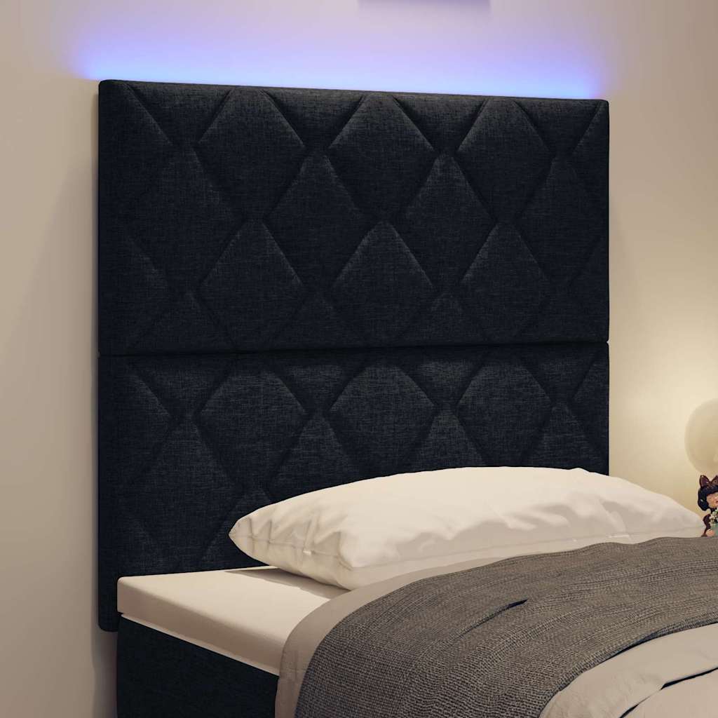Headboard with LED Strip Lights Adjustable Black 100 cm Fabric