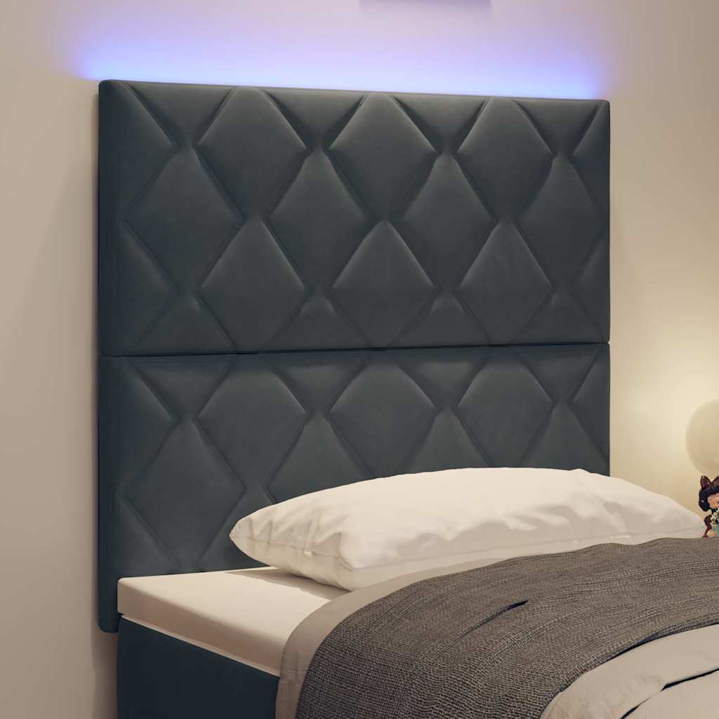 LED Headboard with LED Strip Lights Dark grey 100 cm Velvet
