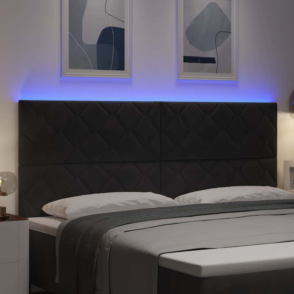 LED Headboard with LED Strip Lights Manual Black 200 cm Velvet