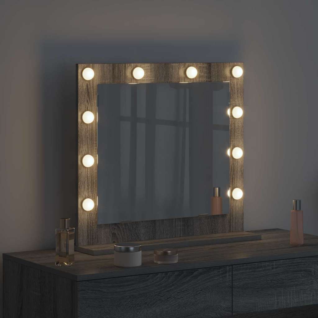 Vanity Mirror with LED Strip Lights Grey Sonoma 60 x 55 x 18 cm