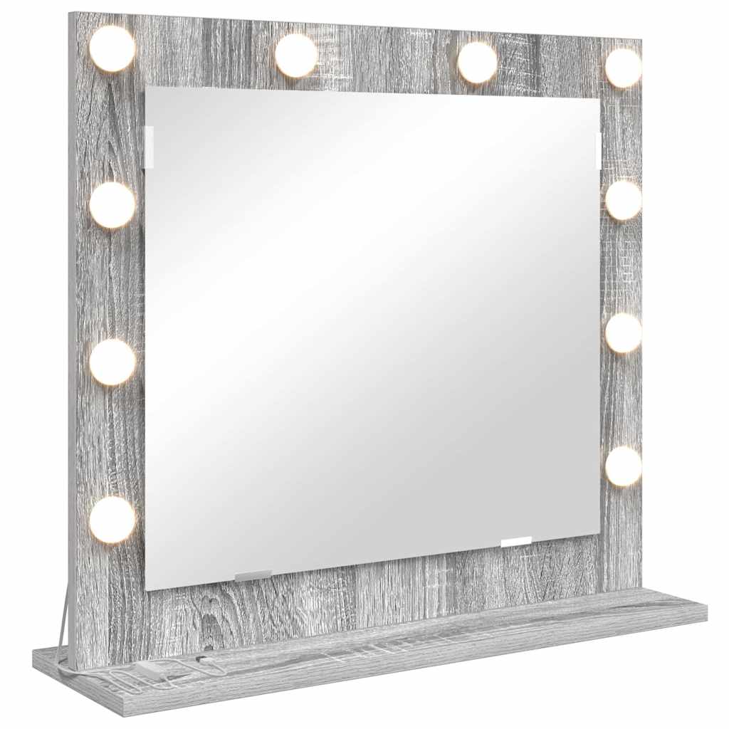 Vanity Mirror with LED Strip Lights Grey Sonoma 60 x 55 x 18 cm