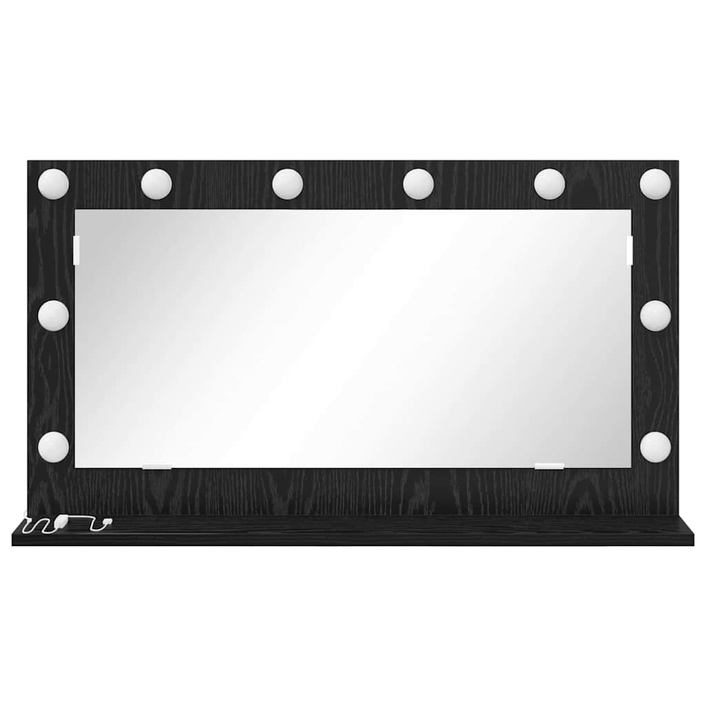 Vanity Mirror with LED Strip Lights Black Oak 80 x 45 x 18 cm