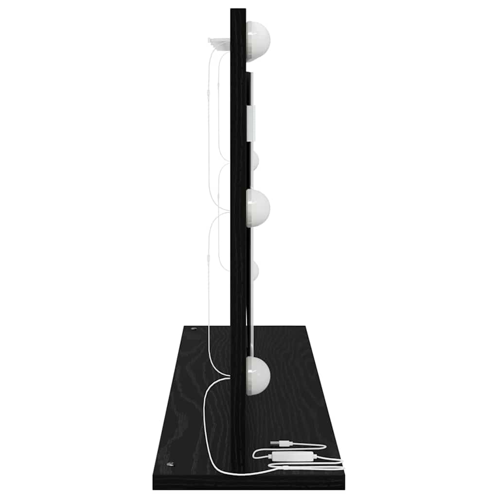 Vanity Mirror with LED Strip Lights Black Oak 80 x 45 x 18 cm