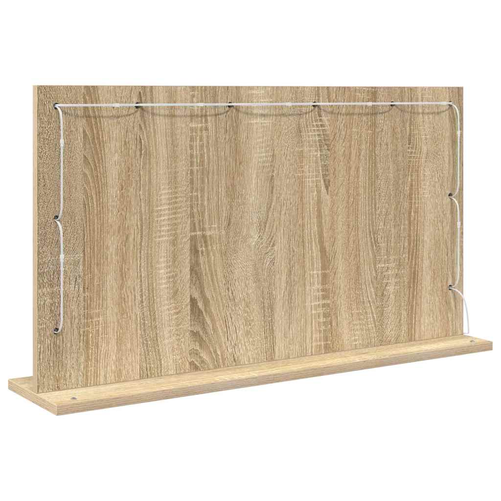 Vanity Mirror with LED Strip Lights Sonoma Oak 80 x 45 x 18 cm
