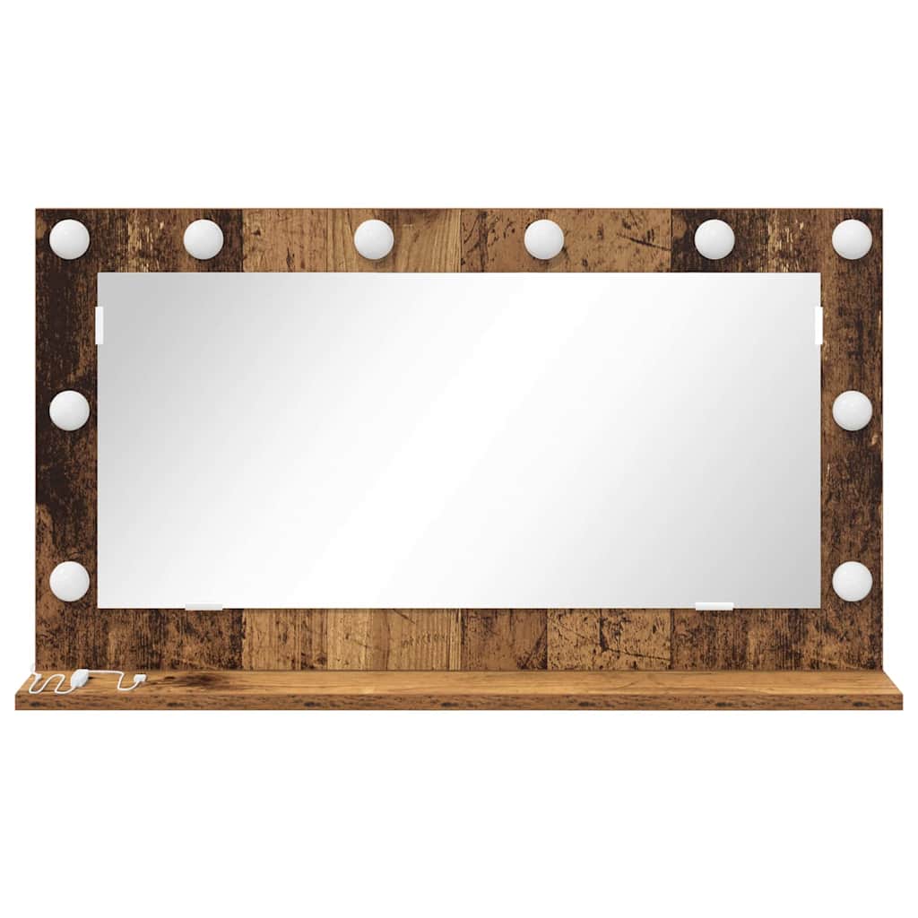 Vanity Mirror with LED Strip Lights Old Wood 80 x 45 x 18 cm
