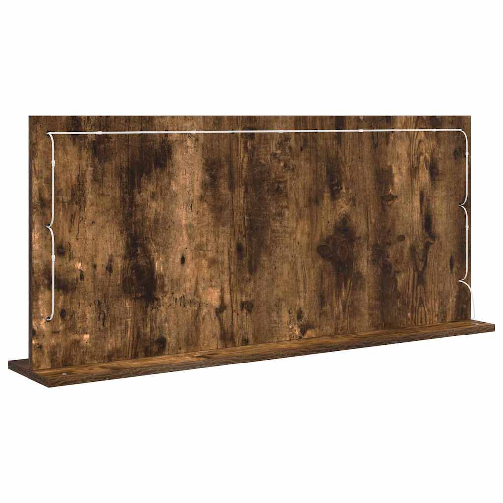 Vanity Mirror with LED Strip Lights Smoked Oak 100 x 45 x 18 cm