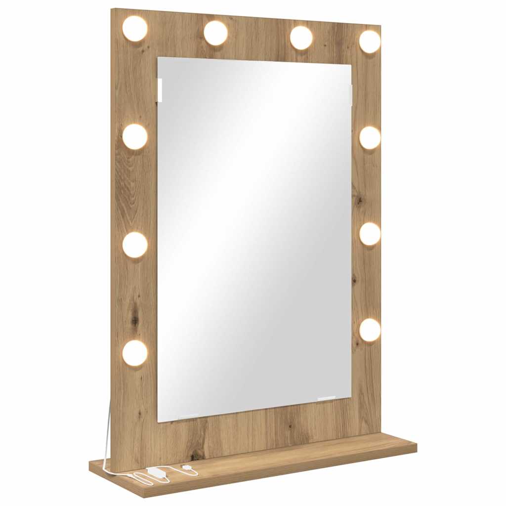 Vanity Mirror with LED Strip Lights Artisan Oak 70 x 50 x 18 cm