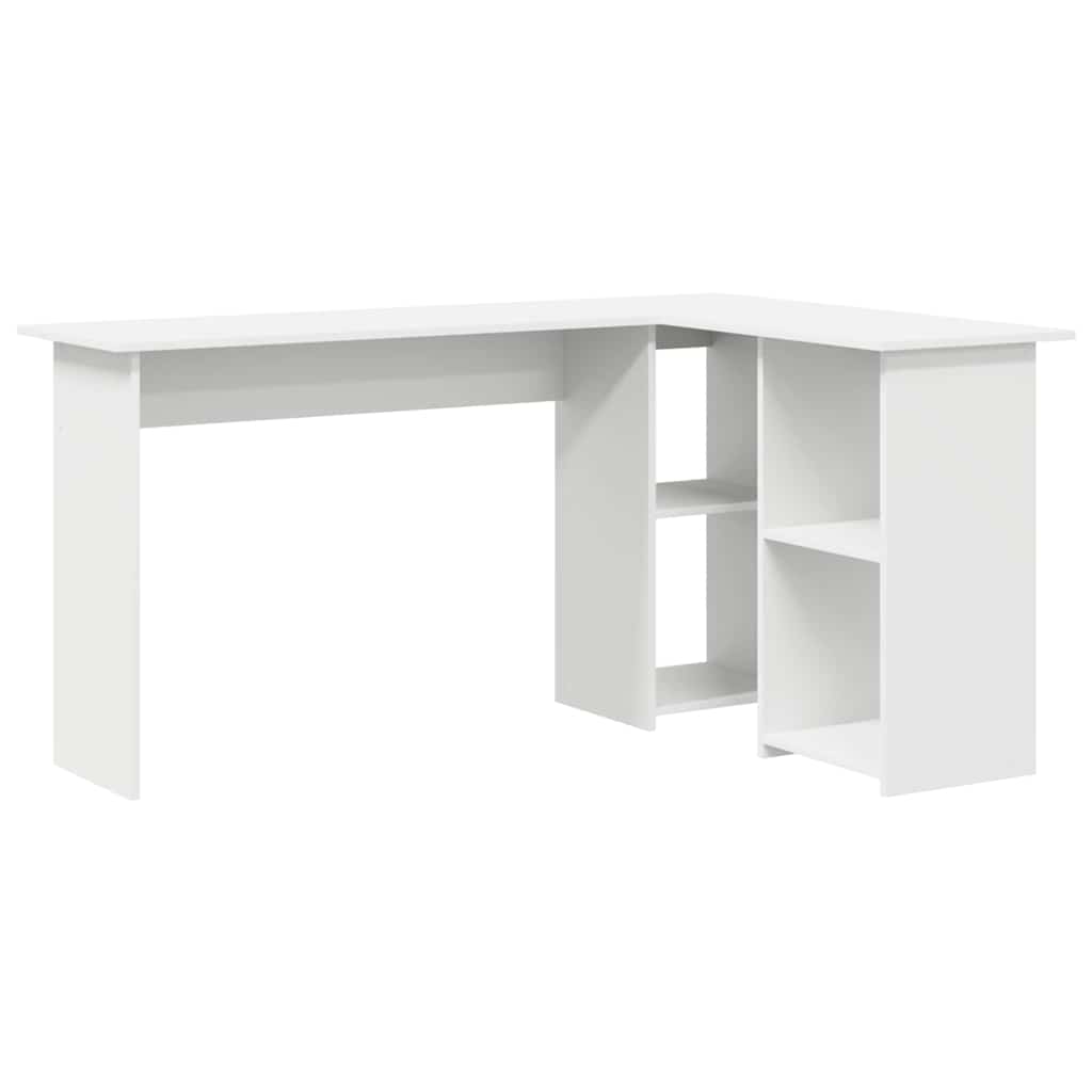 Desk with Shelf White 142 x 102 x 73 cm Engineered wood