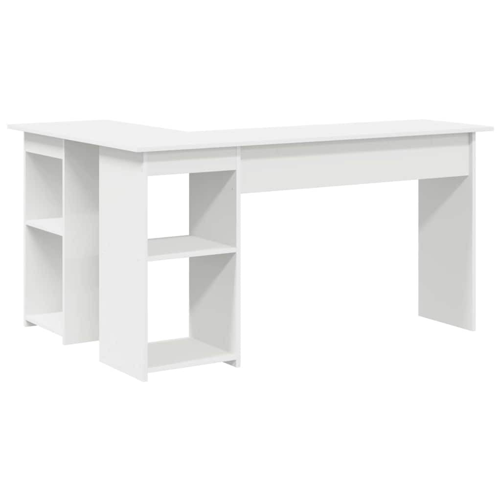 Desk with Shelf White 142 x 102 x 73 cm Engineered wood