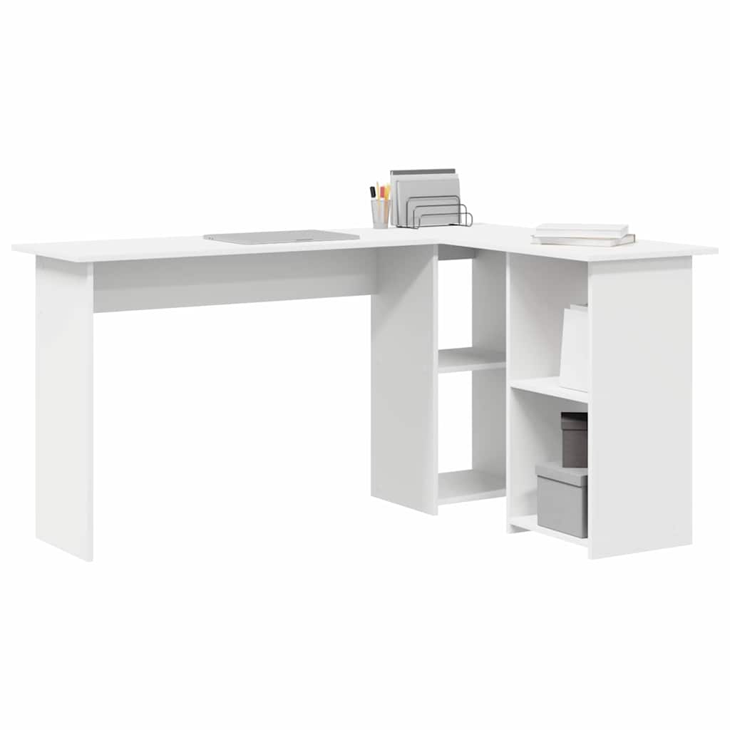 Desk with Shelf White 142 x 102 x 73 cm Engineered wood