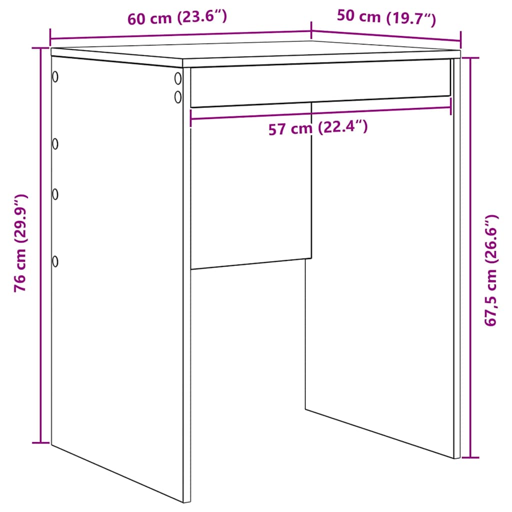 Desk White 60 x 50 x 76 cm Engineered wood