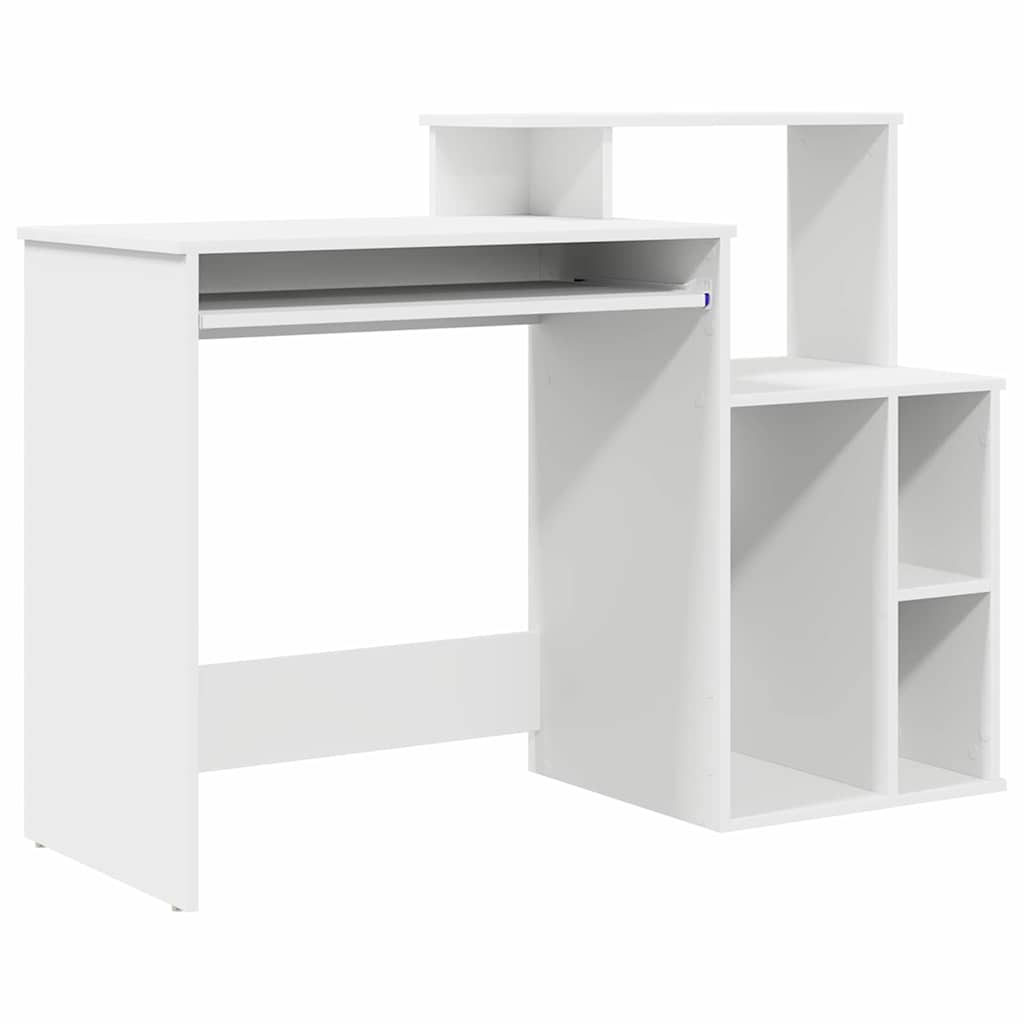 Desk with Storage White 120.5 x 44 x 88.5 cm Engineered Wood