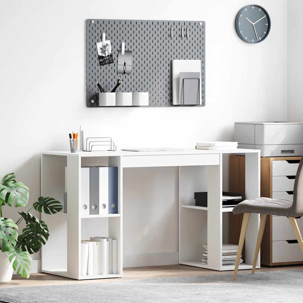 Desk with Storage White 130 x 50.5 x 75 cm Engineered Wood