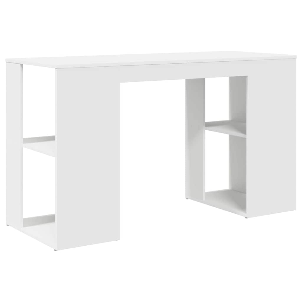 Desk with Storage White 130 x 50.5 x 75 cm Engineered Wood