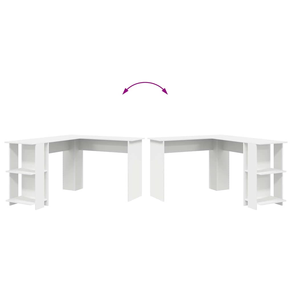 Corner Desk with Storage with Shelf White 140 x 113.5 x 75 cm