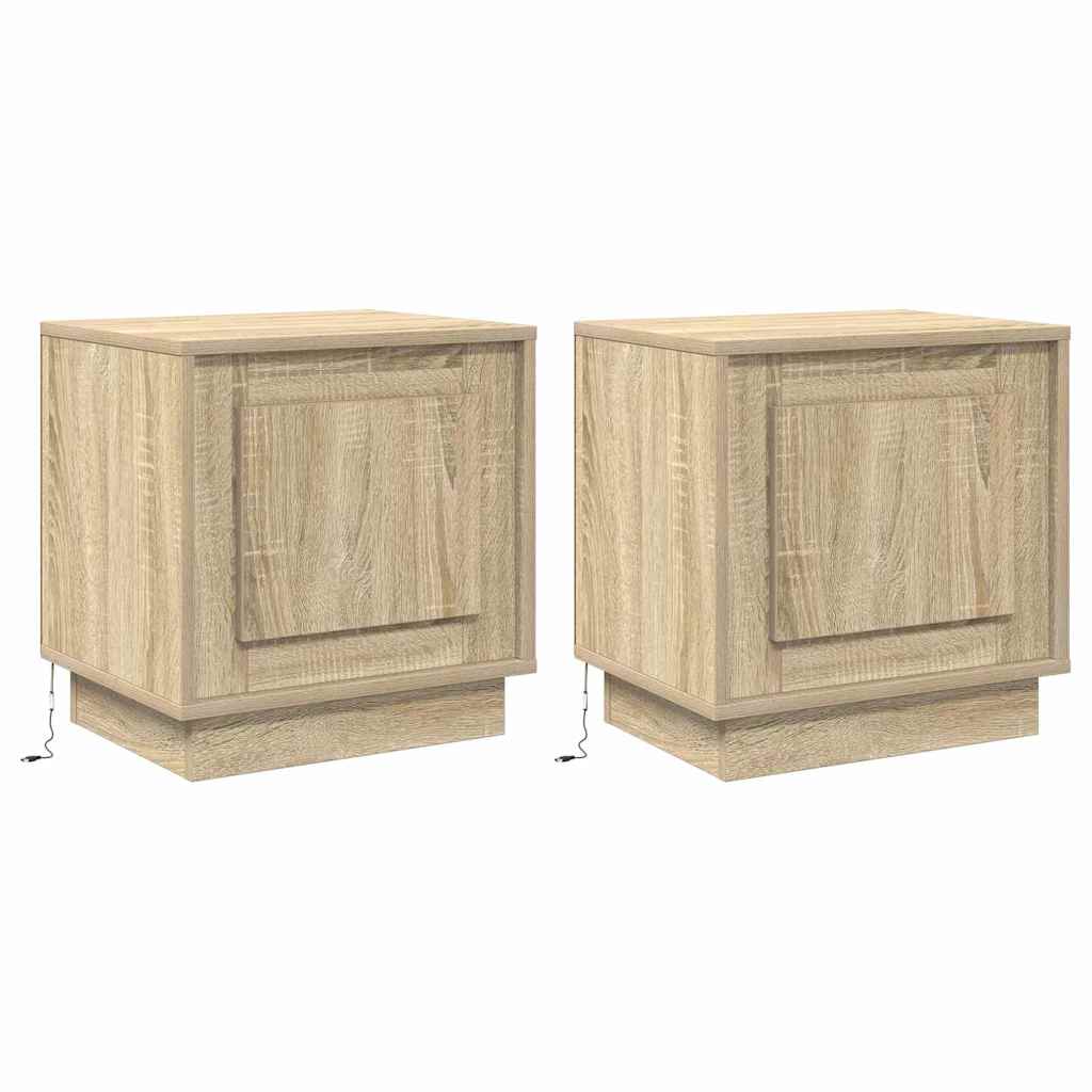 Bedside Cabinet with 2 pcs Sonoma oak 44 x 34.5 x 45 cm