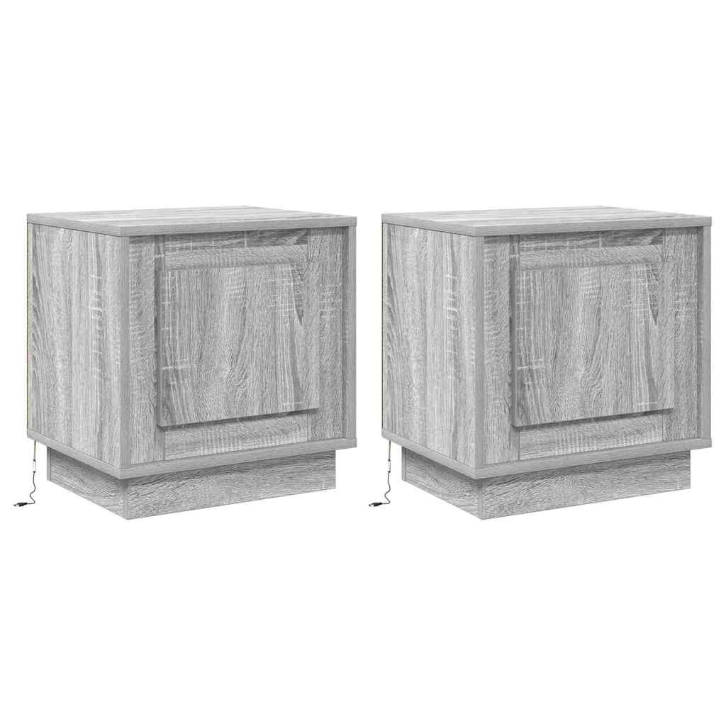 Bedside Cabinet 2 pcs Grey 44 x 34.5 x 45 cm Engineered wood