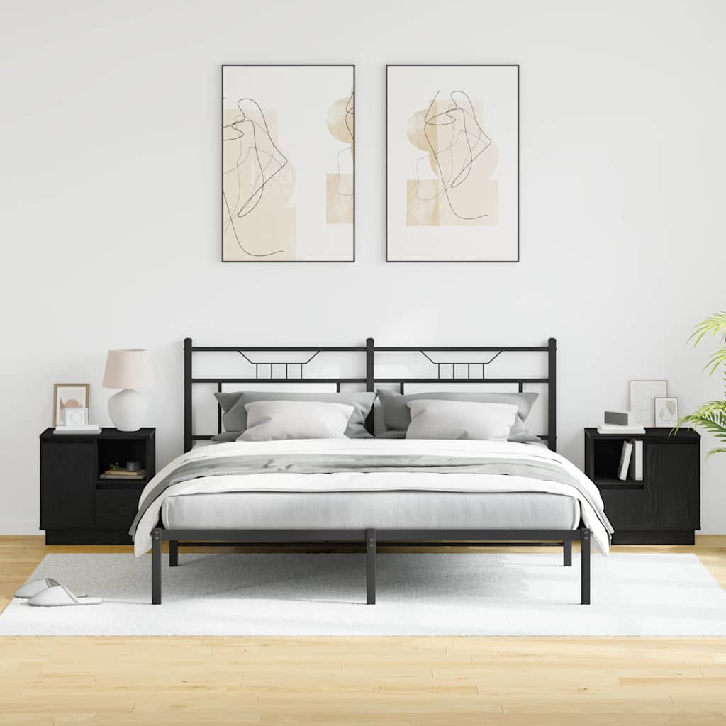 Bedside Cabinet 2 pcs Black 50 x 34.5 x 50 cm Engineered wood