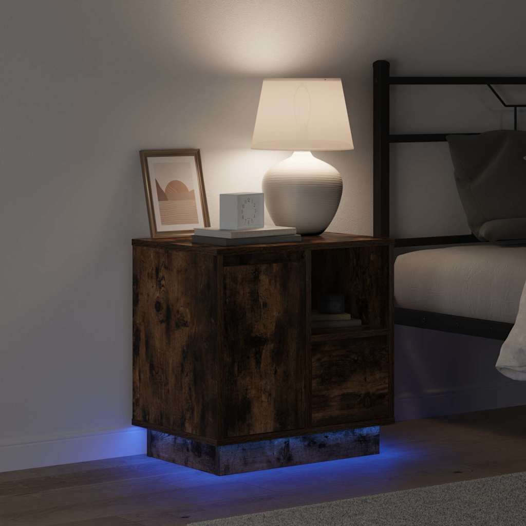Bedside Cabinet Smoked oak 50 x 34.5 x 50 cm Engineered wood