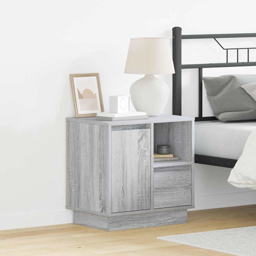Bedside Cabinet with Grey 50 x 34.5 x 50 cm Engineered wood