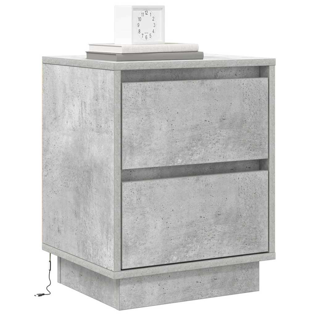 Bedside Cabinet Concrete grey 39 x 34.5 x 50 cm Engineered wood