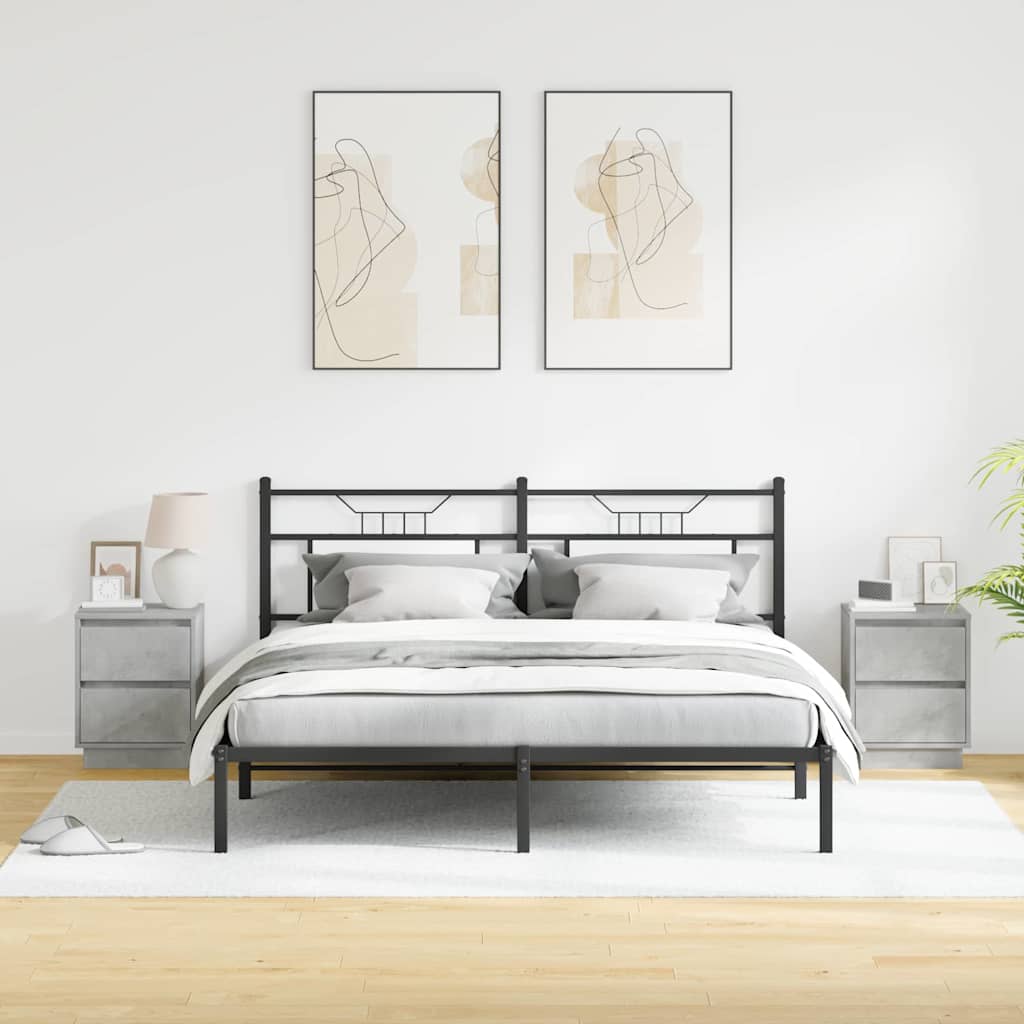 Bedside Cabinet with 2 pcs Concrete grey 39 x 34.5 x 50 cm