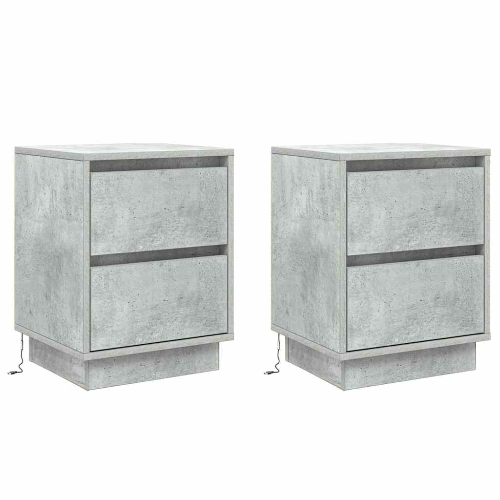 Bedside Cabinet with 2 pcs Concrete grey 39 x 34.5 x 50 cm