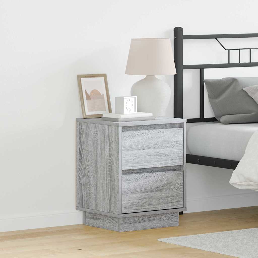 Bedside Cabinet with Grey 39 x 34.5 x 50 cm Engineered wood