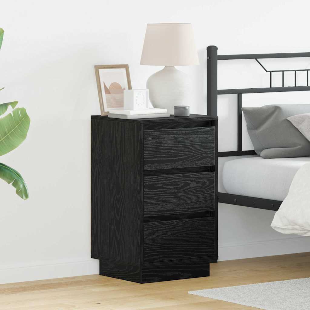 Bedside Cabinet with Black 39 x 34.5 x 65 cm Engineered wood