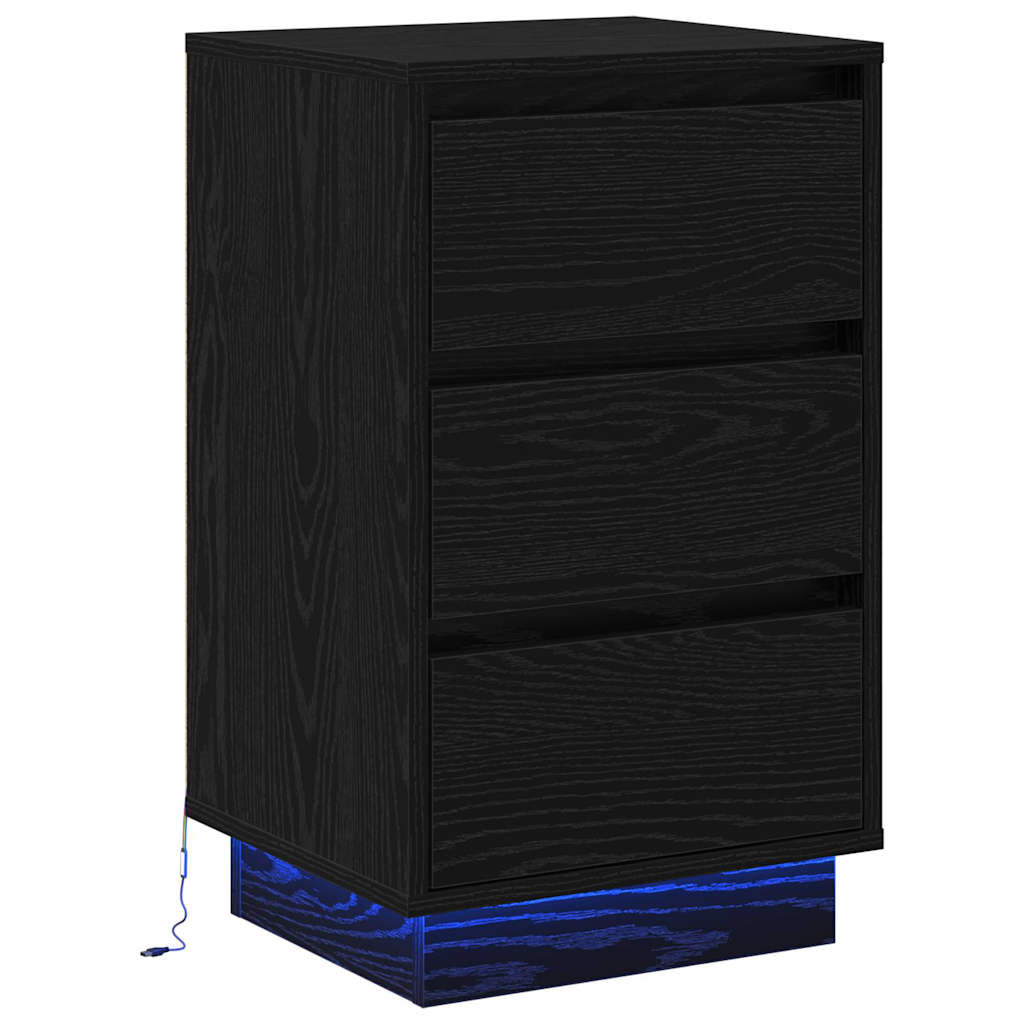 Bedside Cabinet with Black 39 x 34.5 x 65 cm Engineered wood