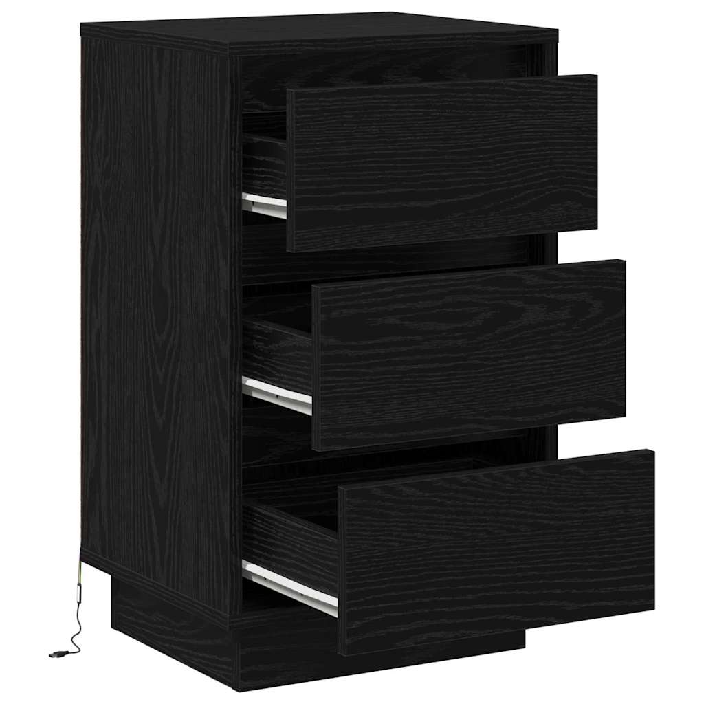 Bedside Cabinet with Black 39 x 34.5 x 65 cm Engineered wood