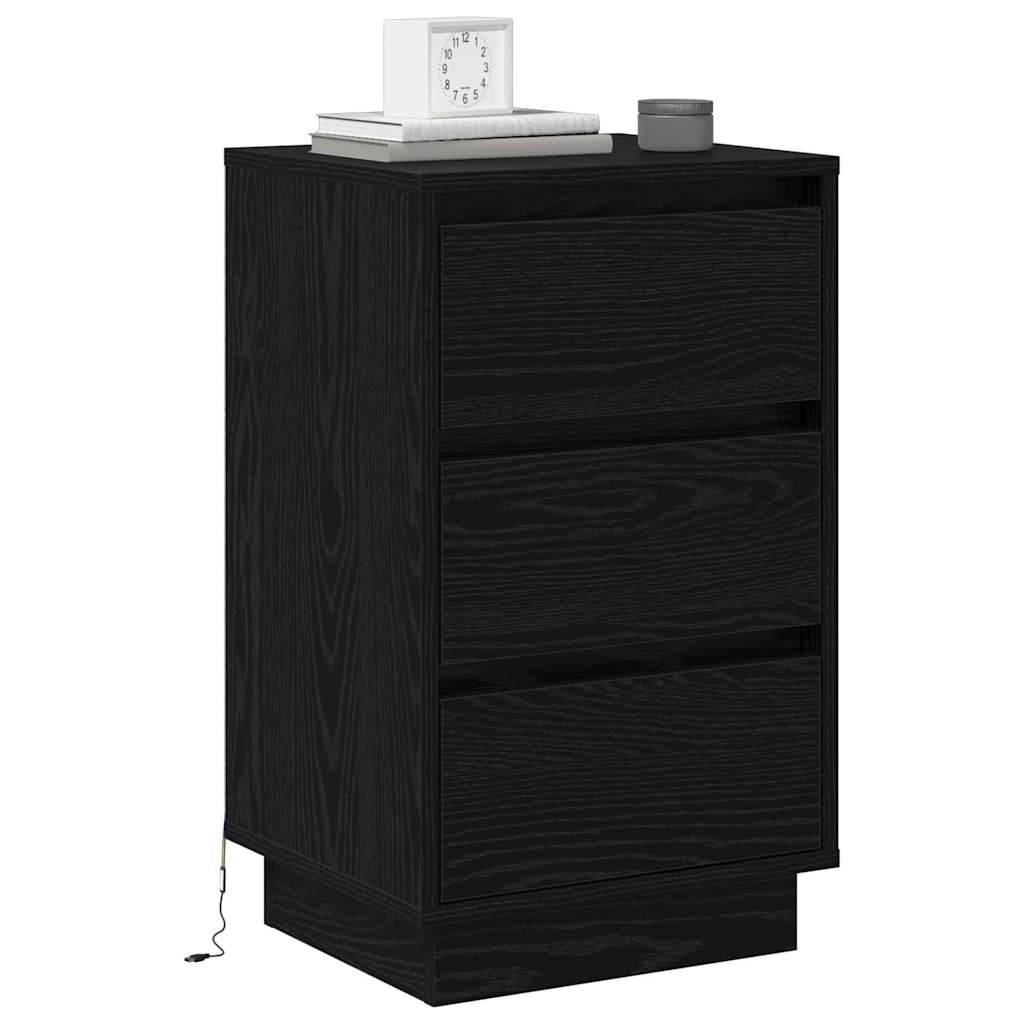Bedside Cabinet with Black 39 x 34.5 x 65 cm Engineered wood