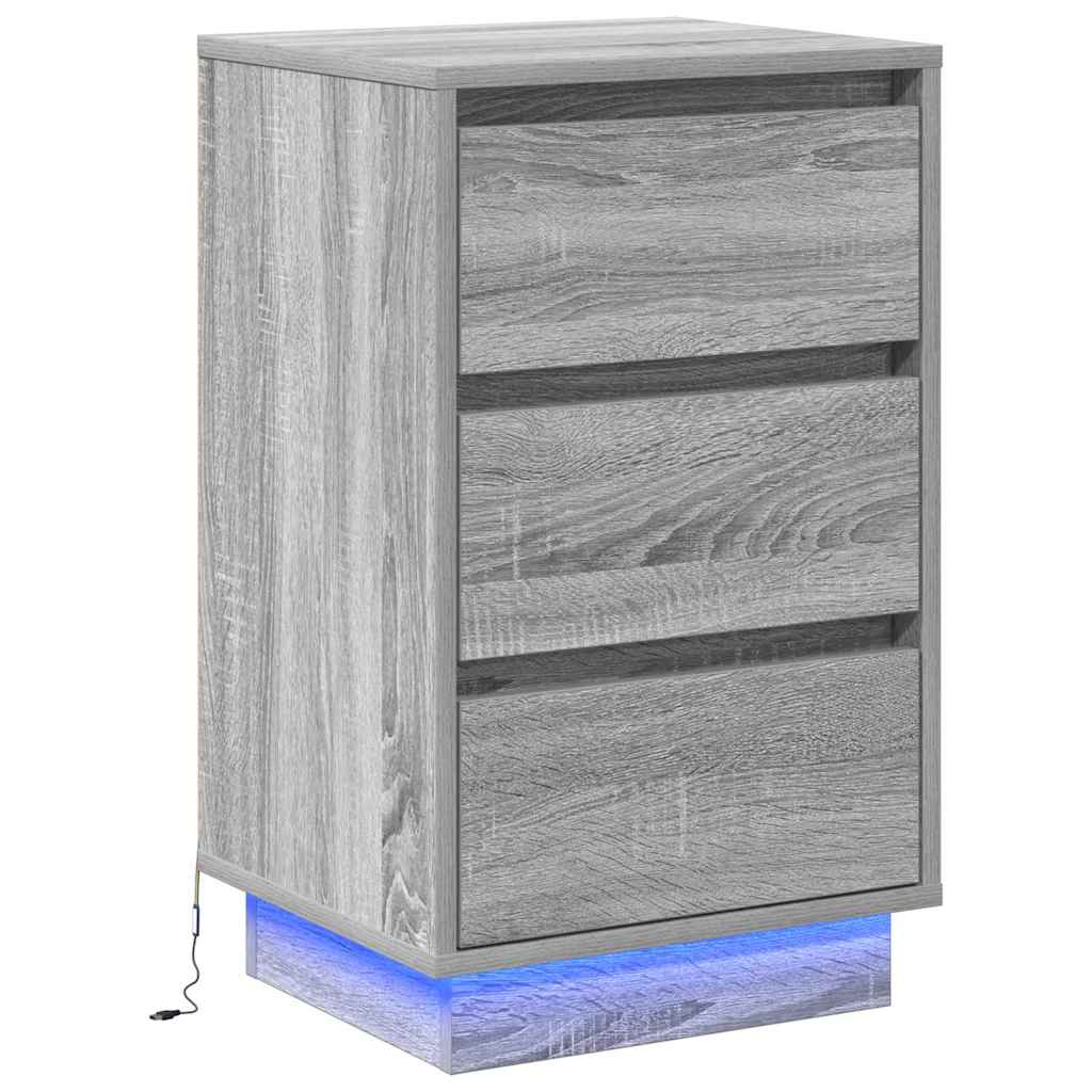 Bedside Cabinet with Grey 39 x 34.5 x 65 cm Engineered wood