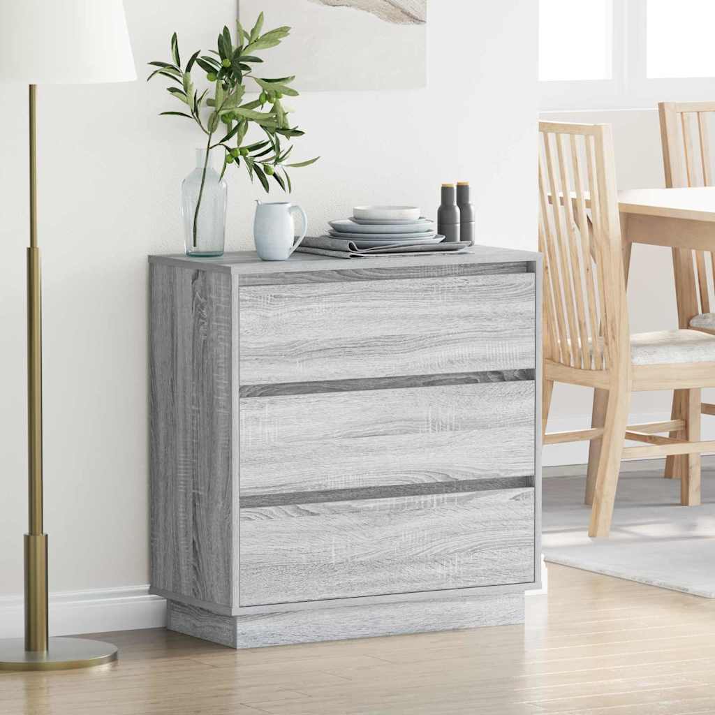 Bedside Cabinet with Grey 71 x 34.5 x 75 cm Engineered wood