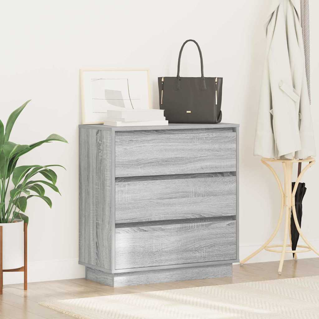 Bedside Cabinet with Grey 71 x 34.5 x 75 cm Engineered wood