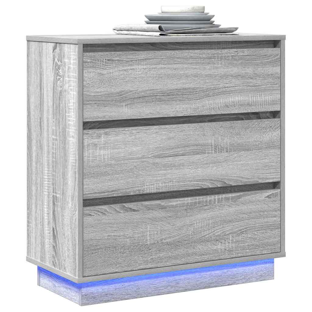 Bedside Cabinet with Grey 71 x 34.5 x 75 cm Engineered wood