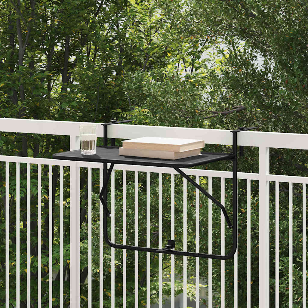 Hanging Balcony Table Black 60 x 39 x 65 cm Steel