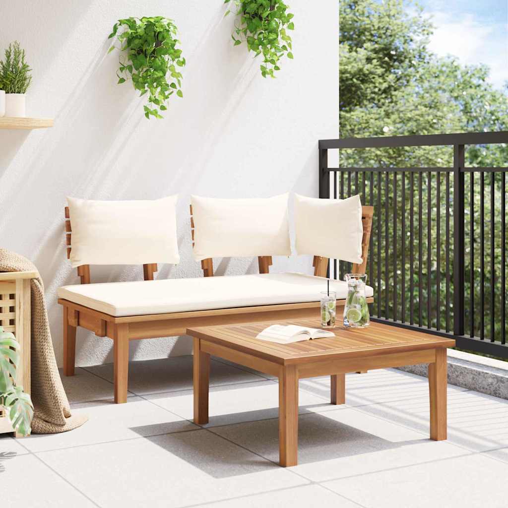 Garden Bench 2 pcs Brown Solid Teak wood