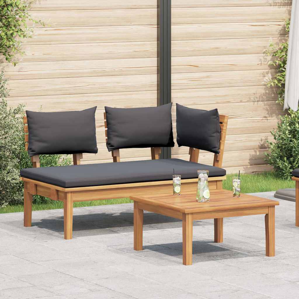 Garden Bench 2 pcs Brown Solid Teak wood