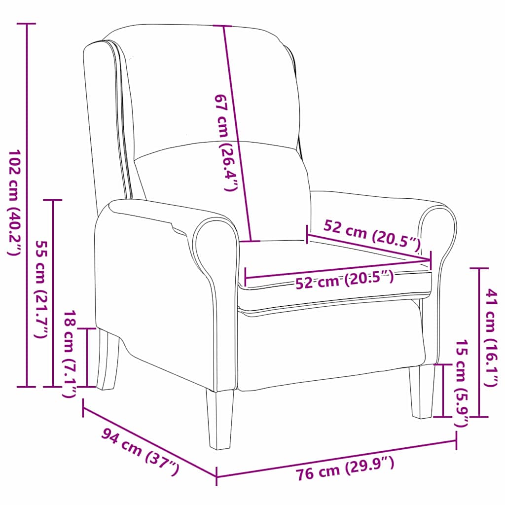 Armchair 76 X 94 X 102 Cm Microfibre