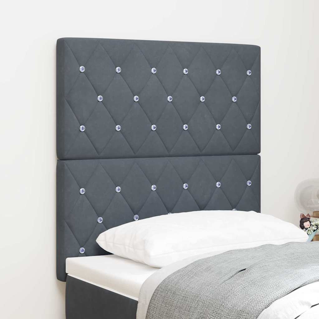 Velvet Headboard Argyle with Headboard Dark grey 80 cm Velvet