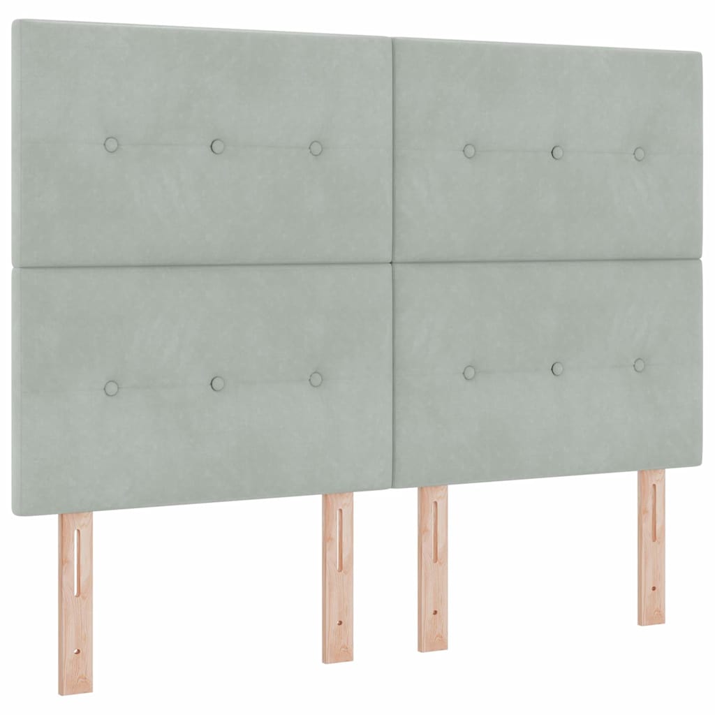 Headboard Wall-mounted with Headboard Light grey 160 cm Velvet