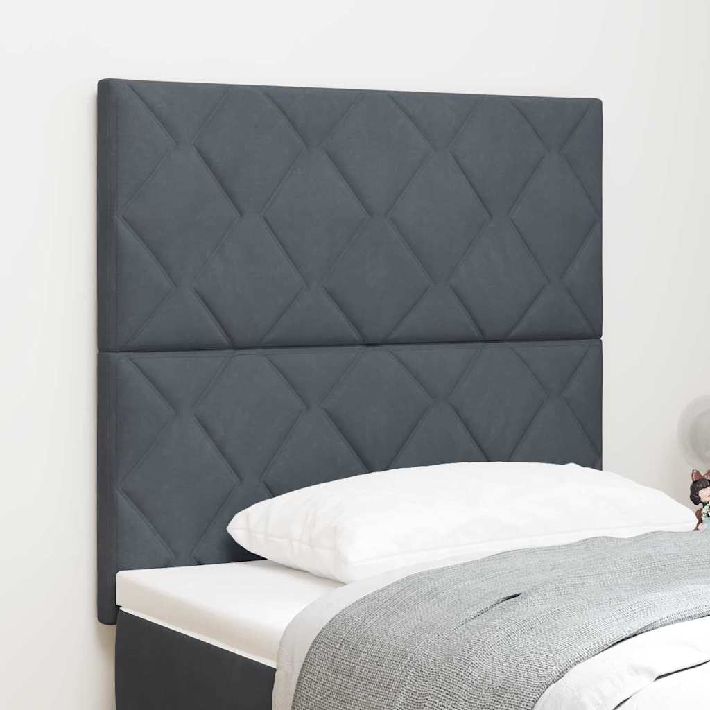 Headboard Wall-mounted Geometric Manual Dark grey 100 cm Velvet