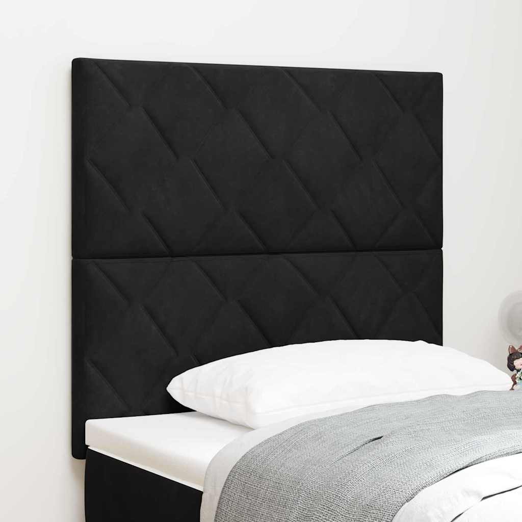 Headboard Wall-mounted Geometric Manual Black 100 cm Velvet