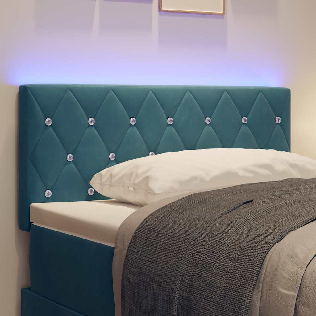LED Headboard with LED Strip Lights Dark blue 90 cm Velvet