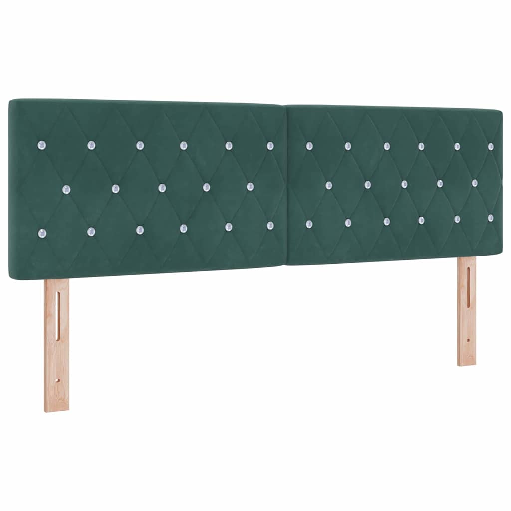 LED Headboard with LED Strip Lights Dark green 144 cm Velvet
